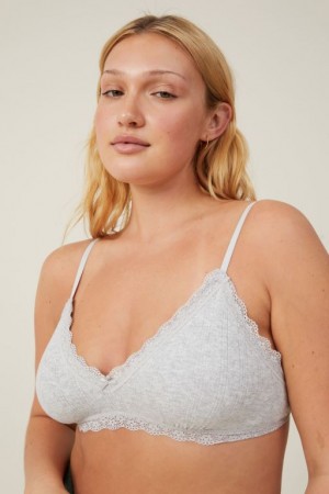 Bralette Cotton On Organic Algodon Encaje Triangle Acolchado Mujer Gris | er9AiLsdVbE