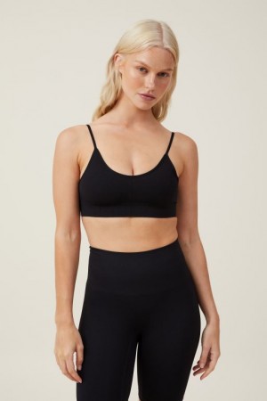 Bralette Cotton On Seamless Low Back Mujer Negras | su2PJlaAJaj