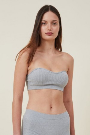 Bralette Cotton On Seamless Sweetheart Acolchado Bandeau Mujer Gris | 03P1sjtLx35