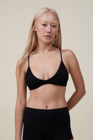 Bralette Cotton On Seamless Triangle Acolchado Mujer Negras | hlpGEnECeBk