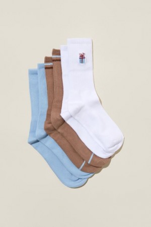 Calcetines Cotton On 3Pk Club House Crew Mujer Azules Multicolor | D8dJtZUU7zU