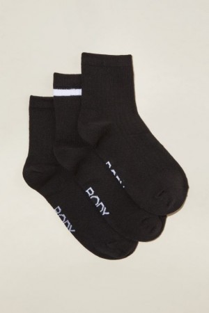 Calcetines Cotton On Body 3Pk Mid Crew Socks Mujer Negras | aMpNP0OvtSn