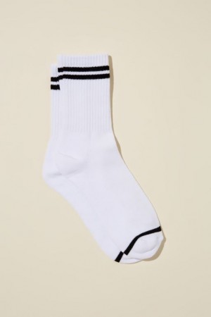 Calcetines Cotton On Club House Crew Mujer Blancas Negras Rayadas | SmP6Mcg4NPr