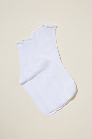 Calcetines Cotton On The Perfect Pair Frill Rib Crew 2Pk Mujer Blancas | IckmdtYWBp5