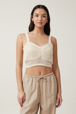 Cami Cotton On Crochet Gather Bust Mujer Ecru | DuBJuwq26Il