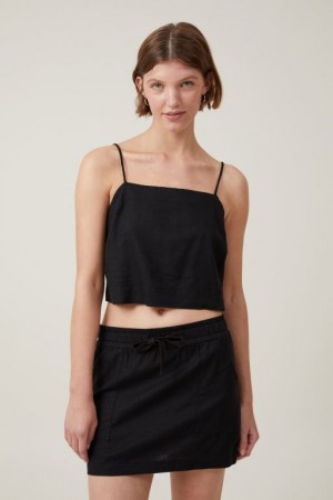 Cami Cotton On Haven Tie Back Mujer Negras | jmKMJXG41Jp