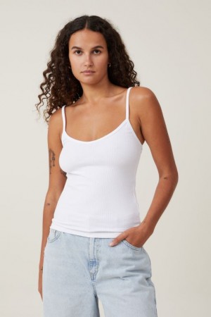 Cami Cotton On The One Organic Variegated Rib V Neck Mujer Blancas | GMPwcxPyLvT