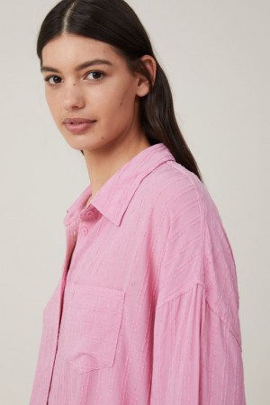 Camisas Cotton On Dad - Texture Mujer Rayadas Moradas Claro | ZUj0SQpykZT