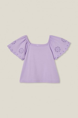 Camiseta Cotton On Ava Corta Sleeve Niña Moradas | sA637PIDErF