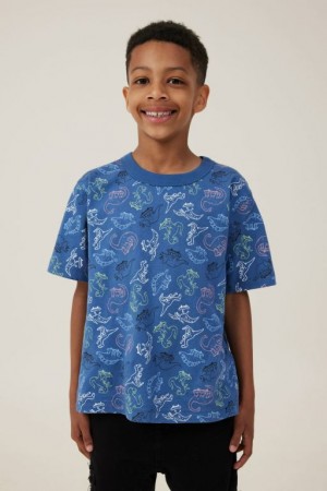 Camiseta Cotton On Jonny Corta Sleeve Print Niño Azules | ZSFTHy4J9RH