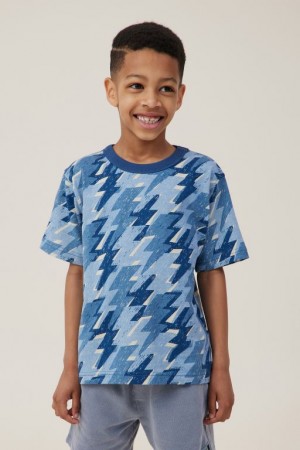 Camiseta Cotton On Jonny Corta Sleeve Print Niño Azules | VAQwuhsP7Gy