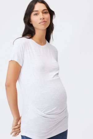 Camiseta Cotton On Maternity Wrap Front Corta Sleeve Mujer Plateadas | 8OCEkf3lQZA