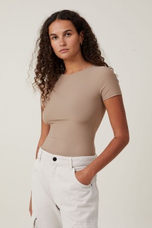 Camiseta Cotton On Smooth Crew Neck Mujer Beige | VWycOWt1Gj8