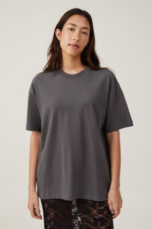 Camiseta Cotton On The Boxy Oversized Mujer Gris Oscuro | pGIq0037u7u