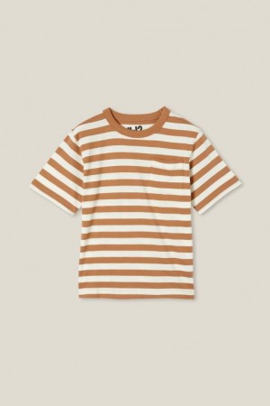 Camiseta Cotton On The Eddy Essential Corta Sleeve Niño Marrones Amarillo Claro Rayadas | UuCrjfrGIG7