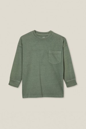 Camiseta Cotton On The Essential Long Sleeve Niño Verde Azules | M2zEbODBQMi