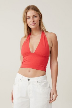 Camiseta Tirantes Cotton On Jessica V Neck Halter Mujer Rojas | ev7pGhb3AbK