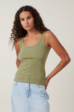 Camiseta Tirantes Cotton On The One Organic Variegated Rib Scoop Neck Mujer Kaki | da0jbwocl6P