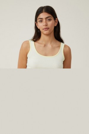 Camiseta Tirantes Cotton On The One Organic Rib Crop Mujer Rayadas Blancas | VWGhp4v1ceG