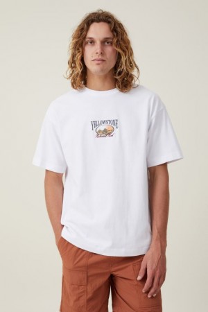 Camisetas Estampadas Cotton On Box Fit Hombre Blancas | evC4GFtK4h6