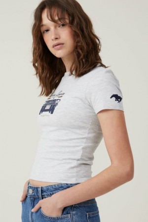 Camisetas Estampadas Cotton On Fitted Longline Ford Mujer Gris Claro | BU89ydrK2L1