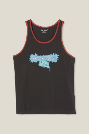 Camisetas Estampadas Cotton On King Stingray Ringer Tank Hombre Negras | gNjgyoWN5VU