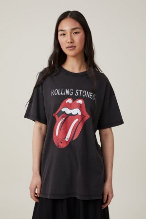 Camisetas Estampadas Cotton On Oversized Rolling Stones Music Mujer Negras | wUItOApx60s