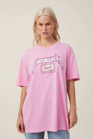 Camisetas Estampadas Cotton On The Oversized Metallica Mujer Rosas | YYo9s9BwkcN