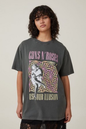 Camisetas Estampadas Cotton On The Oversized Guns N Roses Mujer Gris Oscuro | LPJ8EWHbpkj