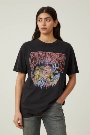 Camisetas Estampadas Cotton On The Oversized Guns N Roses Mujer Negras | delJFP2bdpD