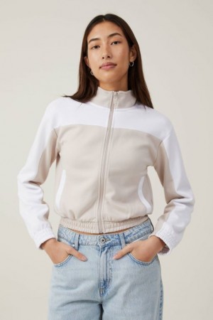 Chaquetas Cotton On Retro Deportivo Cropped Zip Through Mujer Gris | W84aTuH5daq