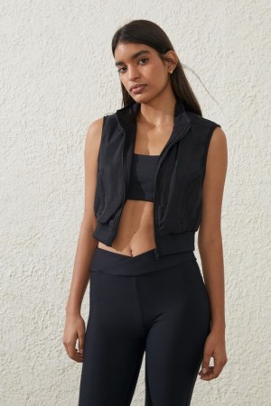 Chaquetas Cotton On Reversible Ligeros Cropped Vest Mujer Negras | 2WM1r8x4Czz