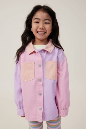 Chaquetas Cotton On Sophie Denim Shacket Niña Pastel | hiVcfqQ4TX2