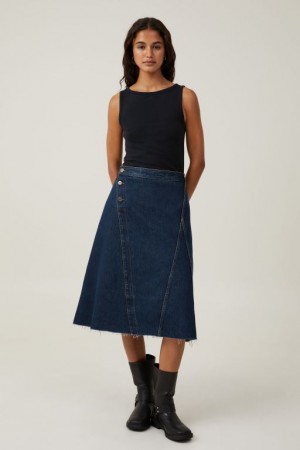 Falda Cotton On Archer Denim Midi Mujer Azules | E1nORtnLnwO