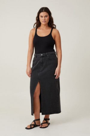 Falda Cotton On Bailey Denim Maxi Mujer Gris Oscuro Negras | zYU7Kh47vID