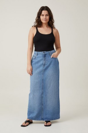 Falda Cotton On Blake Denim Maxi Mujer Turquesa Azules | o41jG3Tz97M