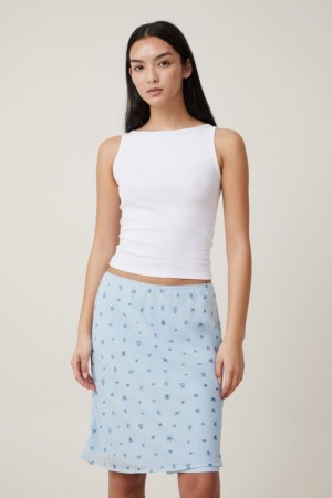 Falda Cotton On Chiffon Slip Mujer Azules | u8ZrFwXyUjS