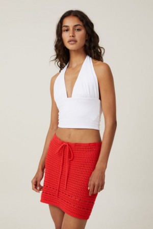 Falda Cotton On Crochet Knit Mini Mujer Rojas | qNlsJZjbGX1