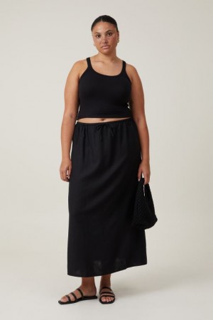 Falda Cotton On Haven Maxi Slip Mujer Negras | I34IgkcpSKy