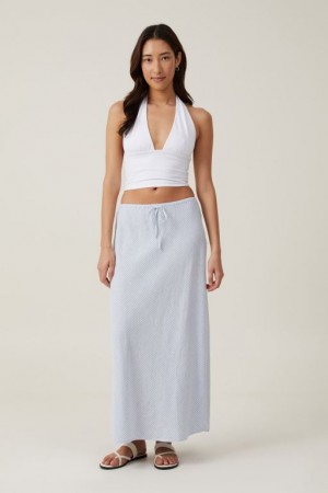 Falda Cotton On Haven Maxi Slip Mujer Rayadas Azules | jzneuF6ycQv