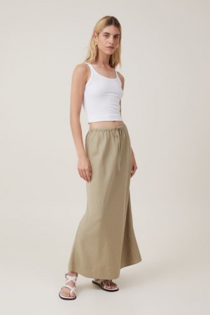 Falda Cotton On Haven Maxi Slip Mujer Verde Oliva | vsd7zQOSjg6