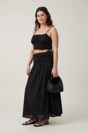 Falda Cotton On Lucy Shirred Maxi Mujer Negras | pZvI3sRJYo3