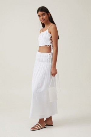 Falda Cotton On Lucy Shirred Maxi Mujer Blancas | amSmxp4AEkg