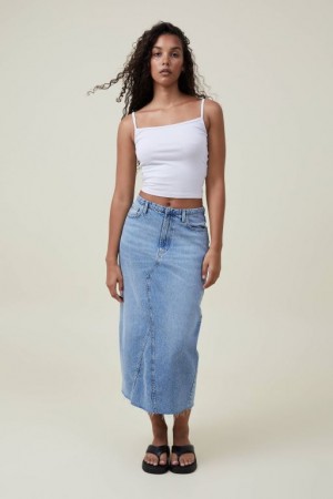 Falda Cotton On Maxi Denim Mujer Azules | RjNfYmnyz15