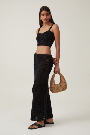 Falda Cotton On Silvy Crochet Maxi Mujer Negras | pYViBxI0041