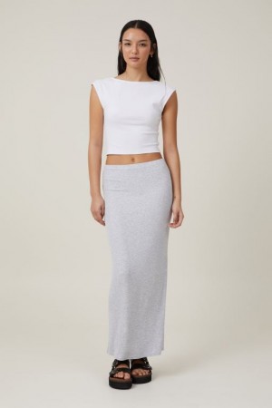 Falda Cotton On Staple Rib Maxi Mujer Gris | aMxi6xFDv1f