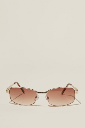 Gafas de Sol Cotton On Maeve Metal Racer Mujer Doradas Marrones | IQuIxonfcll