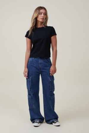 Jeans Cotton On Cargo Anchos Leg Mujer Azules | nFV8ZGuKhrE