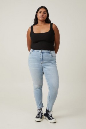 Jeans Cotton On Curvy High Stretch Flaco Mujer Azules | k3ljNpR4on7