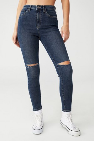 Jeans Cotton On Luxe Flaco Mujer Azules | hTkoB8Wmwis